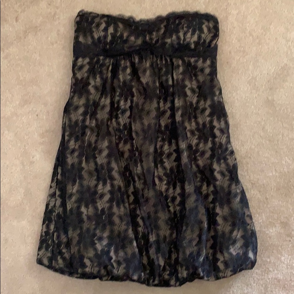 Black lace strapless dress